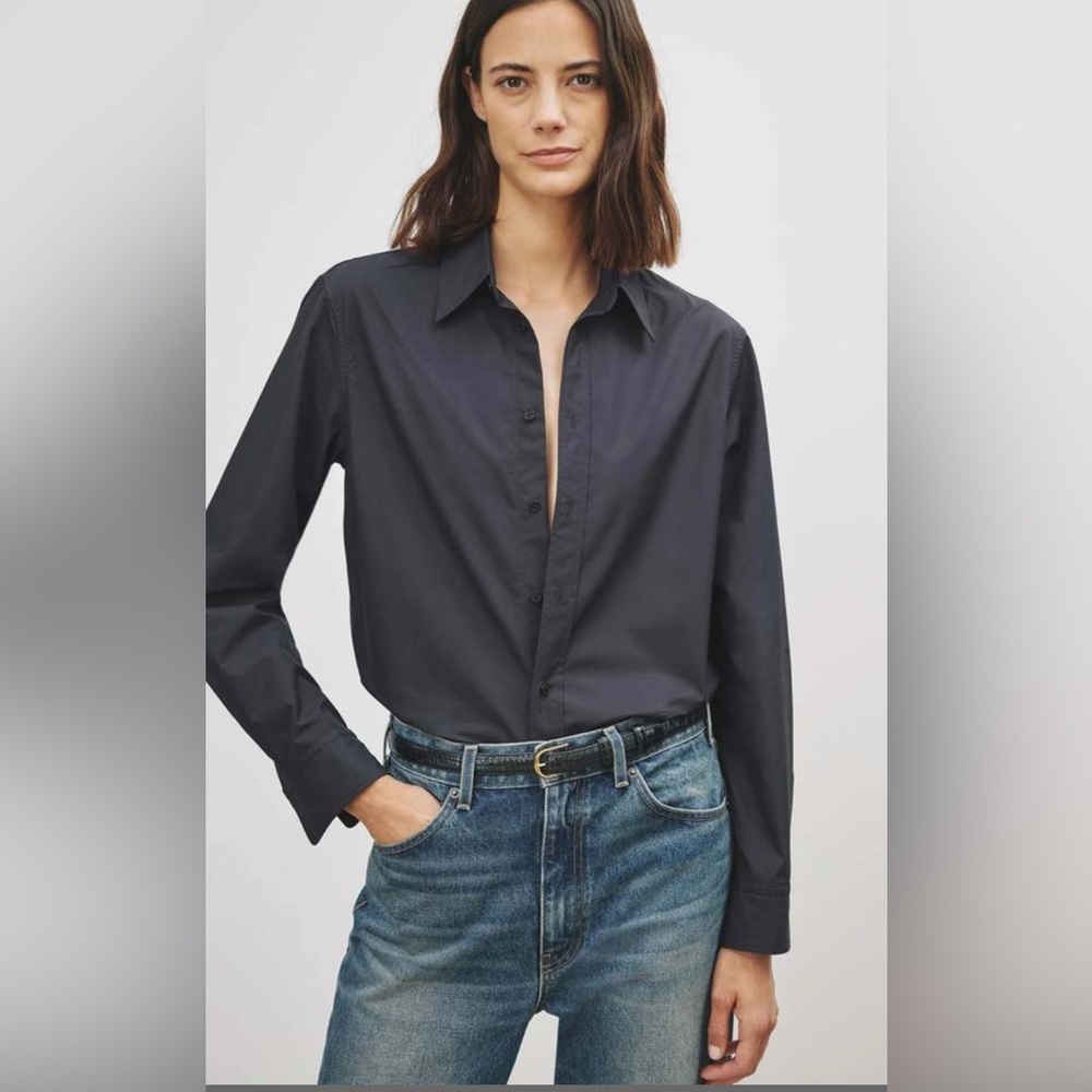 Nili Lotan Dark Gray Button-Up Blouse